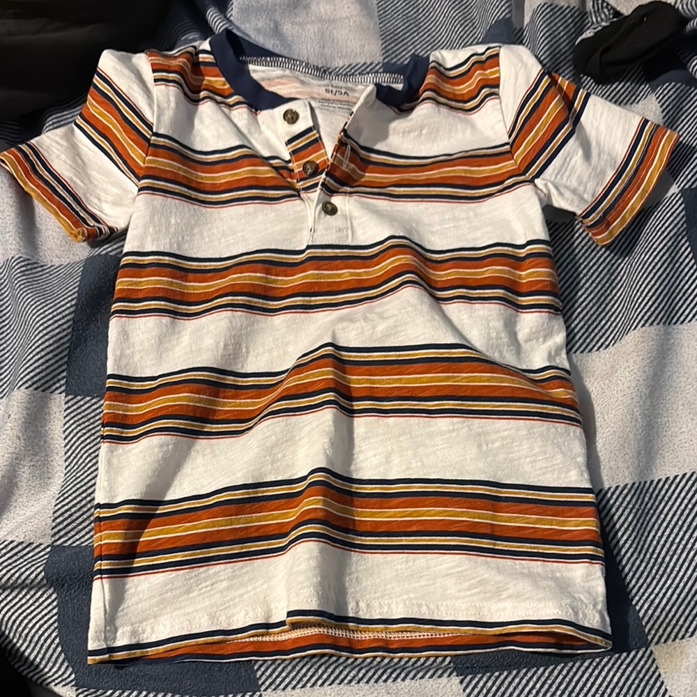 Striped Kids Shirt - White and Orange